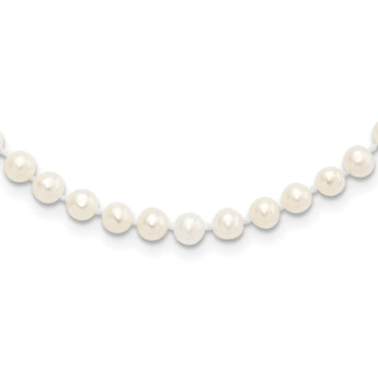 Sterling Silver Rhodium-plated 4-5mm White Near-Round Freshwater Cultured Pearl 20 inch Necklace - Birthstone Company