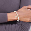 Sterling Silver Polished FWC Pearl & Cross Children's Stretch Bracelet - Birthstone Company