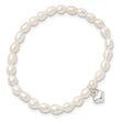 Sterling Silver Polished FWC Pearl & Heart Children's Stretch Bracelet - Birthstone Company