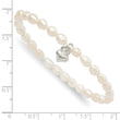 Sterling Silver Polished FWC Pearl & Heart Children's Stretch Bracelet - Birthstone Company