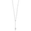 Sterling Silver Rhodium-plated Polished Beaded Rosary 24 inch Necklace