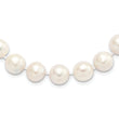 Sterling Silver Cultured White Pearl Necklace with Polished Rhodium Finish