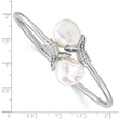 Sterling Silver Keshi Pearl Flexible Bangle with CZ Elegance