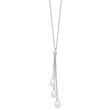 Sterling Silver Rhodium-Plated Pearl CZ Drop Necklace with Elegant Finish
