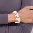 Sterling Silver Wrap Bracelet with White Baroque Pearls and GlaSterling Silver Beads