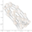 Sterling Silver Wrap Bracelet with White Baroque Pearls and GlaSterling Silver Beads