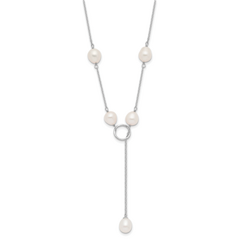 Elegant Sterling Silver Freshwater Pearl Toggle Necklace