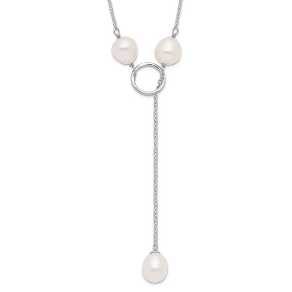 Elegant Sterling Silver Freshwater Pearl Toggle Necklace