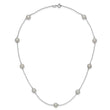 Sterling Silver RH 7-8mm Grey FWC Pearl 9 Station Necklace 18 in - Birthstone Company