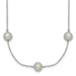 Sterling Silver RH 7-8mm Grey FWC Pearl 9 Station Necklace 18 in - Birthstone Company