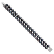 Sterling Silver RH 7-8mm Black FWC Pearl CZ 2-strand Bracelet - Birthstone Company