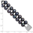 Sterling Silver RH 7-8mm Black FWC Pearl CZ 2-strand Bracelet - Birthstone Company