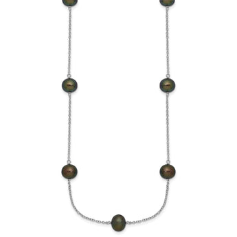 Sterling Silver Black Pearl Necklace with Polished Finish - Birthstone Company
