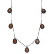 Sterling Silver RH 7-8mm Black Teardrop FWC Pearl Dangle Necklace 17.5 in - Birthstone Company