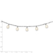 Sterling Silver Rhodium-Rhodium-Plated 7-8mm White Teardrop Freshwater Cultured Pearl 7-Station 17.5 inch Necklace - Birthstone Company