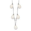 Sterling Silver RH-plated 7x8mm White Teardrop FWC Pearl Necklace