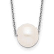 Sterling Silver Rhodium-plated 10-11mm White Near Round FWC Pearl Necklace 17 in - Birthstone Company