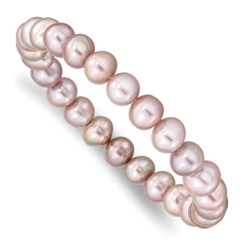 8-9mm Pink Near-round Freshwater Cultured Pearl Stretch Bracelet - Birthstone Company