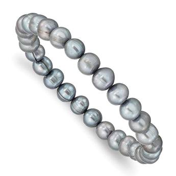 6-7mm Grey Freshwater Cultured Pearl Stretch Bracelet - Birthstone Company
