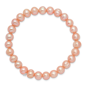 6-7mm Pink Freshwater Cultured Pearl Stretch Bracelet - Birthstone Company