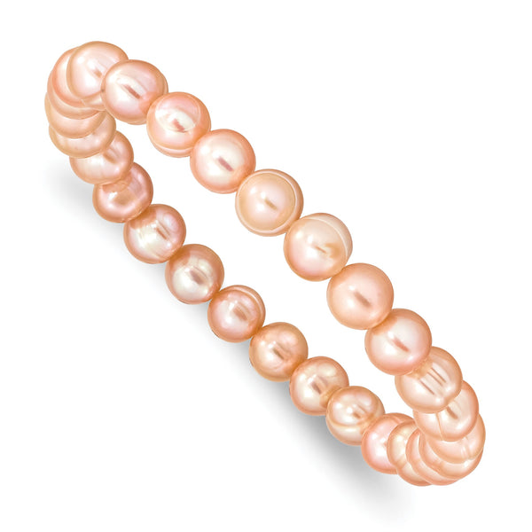 6-7mm Pink Freshwater Cultured Pearl Stretch Bracelet - Birthstone Company