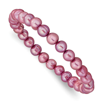 6-7mm Rose Freshwater Cultured Pearl Stretch Bracelet - Birthstone Company