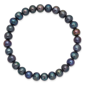 6-7mm Black Freshwater Cultured Pearl Stretch Bracelet - Birthstone Company