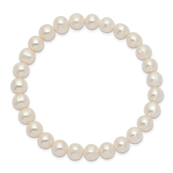 6-7mm White Freshwater Cultured Pearl Stretch Bracelet - Birthstone Company