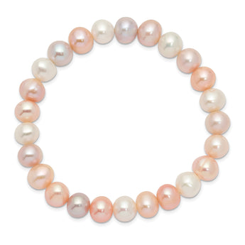 8-9mm FWC Pearl White/Pink/Purple Stretch Bracelet - Birthstone Company