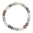 6-7mm Black/Grey/White Freshwater Cultured Pearl Stretch Bracelet - Birthstone Company