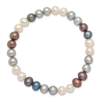 6-7mm Black/Grey/White Freshwater Cultured Pearl Stretch Bracelet - Birthstone Company