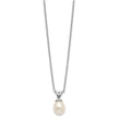 Sterling Silver Madi K Rhodium-plated Polished White Rice 6-7mm Freshwater Cultured Pearl Children's Necklace 14 in - Birthstone Company