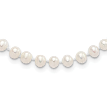 Sterling Silver Madi K Rhodium-plated 5-6mm White Semi-Round Freshwater Cultured Pearl 14 inch with 2 inch Extension Children's Necklace - Birthstone Company