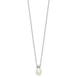 Sterling Silver Rhod-plat 7-7.5mm Rice FWC Pearl 1.5in ext Necklace