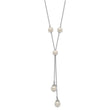 Sterling Silver Rhod-plat White FWC Pearl 9 station 2 drop 2in ext Necklace