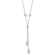 Sterling Silver Rhod-plat White FWC Pearl 9 station 2 drop 2in ext Necklace - Birthstone Company