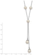 Sterling Silver Rhod-plat White FWC Pearl 9 station 2 drop 2in ext Necklace