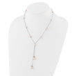 Sterling Silver RH-plated Pink FWC Pearl 9 Station w/2in ext Necklace