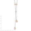 Sterling Silver RH-plated Pink FWC Pearl 9 Station w/2in ext Necklace
