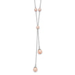 Sterling Silver RH-plated Pink FWC Pearl 9 Station w/2in ext Necklace