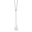 Sterling Silver Rhod-plat 10-11mm White Rice FWC Pearl Drop Necklace