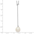 Sterling Silver Rhod-plat 10-11mm White Rice FWC Pearl Drop Necklace