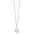 Sterling Silver Rhod-plat 10-11mm White FWC Pearl Necklace