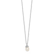 Sterling Silver Rhod Plat 8-9mm White FWC Pearl Necklace