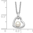 Sterling Silver Rhodium-plated Heart with 4-5mm White Button Freshwater Cultured Pearl 17 inch Necklace