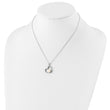 Sterling Silver Rhodium-plated Polished Open Heart with 7-8mm White Button Freshwater Cultuted Pearl 17 inch Necklace