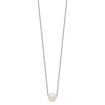 Sterling Silver Rhodium-plated 9-10mm White Near Round FWC Pearl Necklace