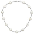 Sterling Silver Rh-pltd 12-13mm White Coin FWC Pearl 13-station Necklace
