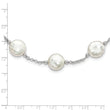 Sterling Silver Rh-pltd 12-13mm White Coin FWC Pearl 13-station Necklace