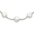 Sterling Silver Rh-pltd 12-13mm White Coin FWC Pearl 13-station Necklace